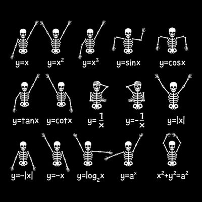 Skeleton Dance Figures Equation Math Teacher Halloween T-Shirt