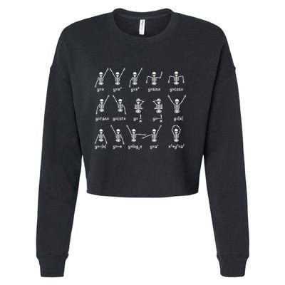 Skeleton Dance Figures Equation Math Teacher Halloween Cropped Pullover Crew