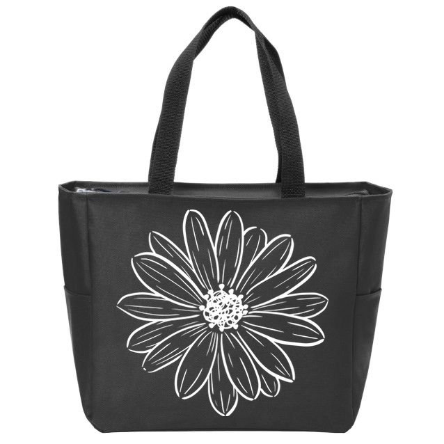 Spring Daisy Floral Zip Tote Bag