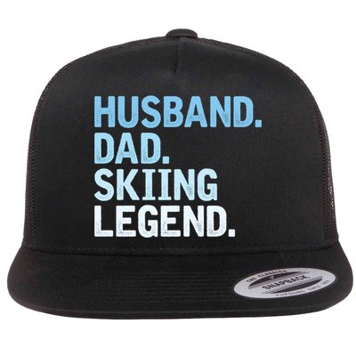 Skiing Dad Funny Husband Dad Skiing Legend Fathers Day Gift Flatbill Hat