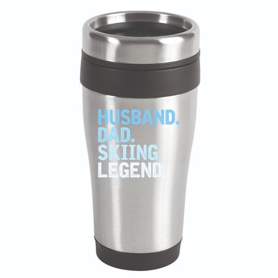 Skiing Dad Funny Husband Dad Skiing Legend Fathers Day Gift 16oz Travel Tumbler