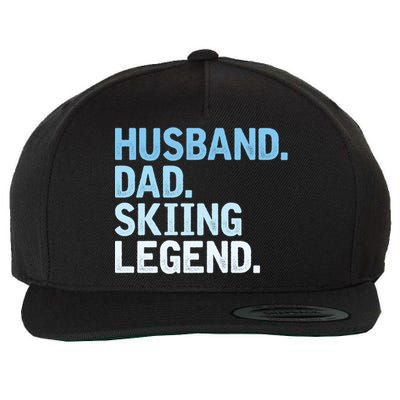 Skiing Dad Funny Husband Dad Skiing Legend Fathers Day Gift Wool Snapback Cap