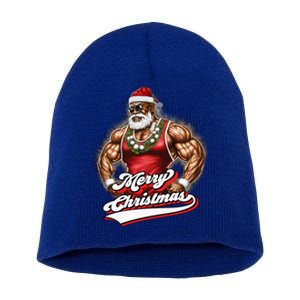 Santa Deadlift Fitness Christmas Funny Gym Christmas Cute Gift Short Acrylic Beanie