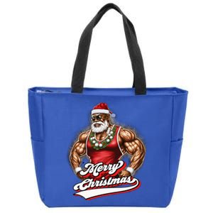 Santa Deadlift Fitness Christmas Funny Gym Christmas Cute Gift Zip Tote Bag