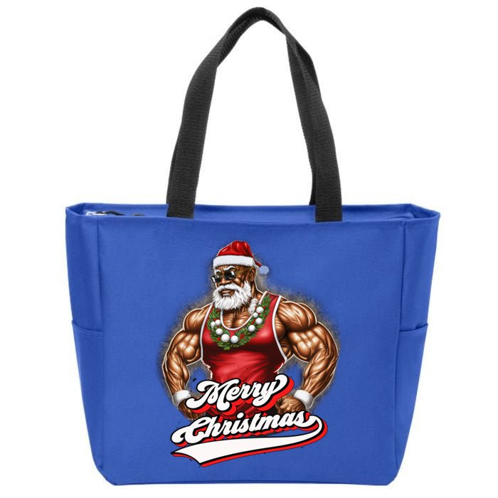 Santa Deadlift Fitness Christmas Funny Gym Christmas Cute Gift Zip Tote Bag