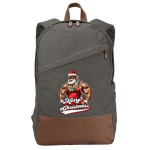 Santa Deadlift Fitness Christmas Funny Gym Christmas Cute Gift Cotton Canvas Backpack