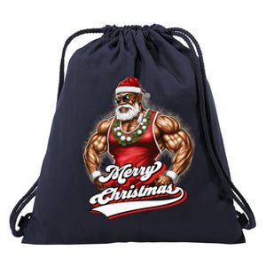 Santa Deadlift Fitness Christmas Funny Gym Christmas Cute Gift Drawstring Bag