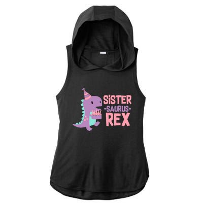 Sister Dinosaur Family Matching Dino Birthday Girl Party Ladies PosiCharge Tri-Blend Wicking Draft Hoodie Tank