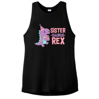 Sister Dinosaur Family Matching Dino Birthday Girl Party Ladies PosiCharge Tri-Blend Wicking Tank