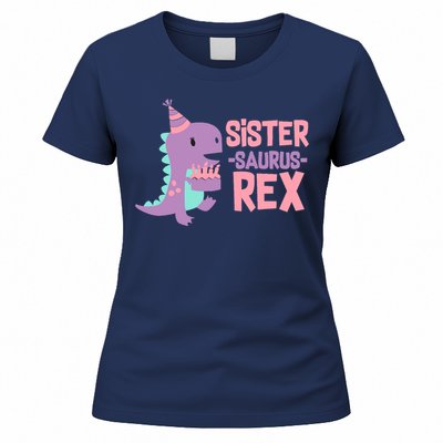 Sister Dinosaur Family Matching Dino Birthday Girl Party Women's T-Shirt