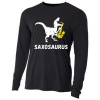 Sax Dinosaur Funny Saxophone Dino Saxophonist TRex Cooling Performance Long Sleeve Crew