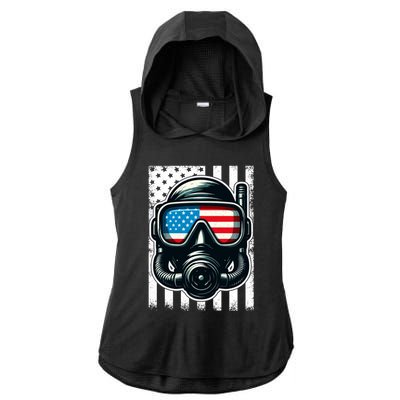 Scuba Diving Flag Patriotic Usa 4th Of July Vintage Cool Gift Ladies PosiCharge Tri-Blend Wicking Draft Hoodie Tank