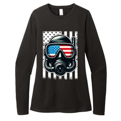 Scuba Diving Flag Patriotic Usa 4th Of July Vintage Cool Gift Womens CVC Long Sleeve Shirt