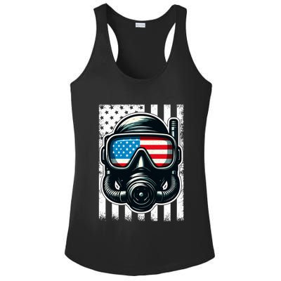 Scuba Diving Flag Patriotic Usa 4th Of July Vintage Cool Gift Ladies PosiCharge Competitor Racerback Tank