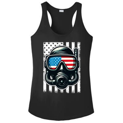 Scuba Diving Flag Patriotic Usa 4th Of July Vintage Cool Gift Ladies PosiCharge Competitor Racerback Tank