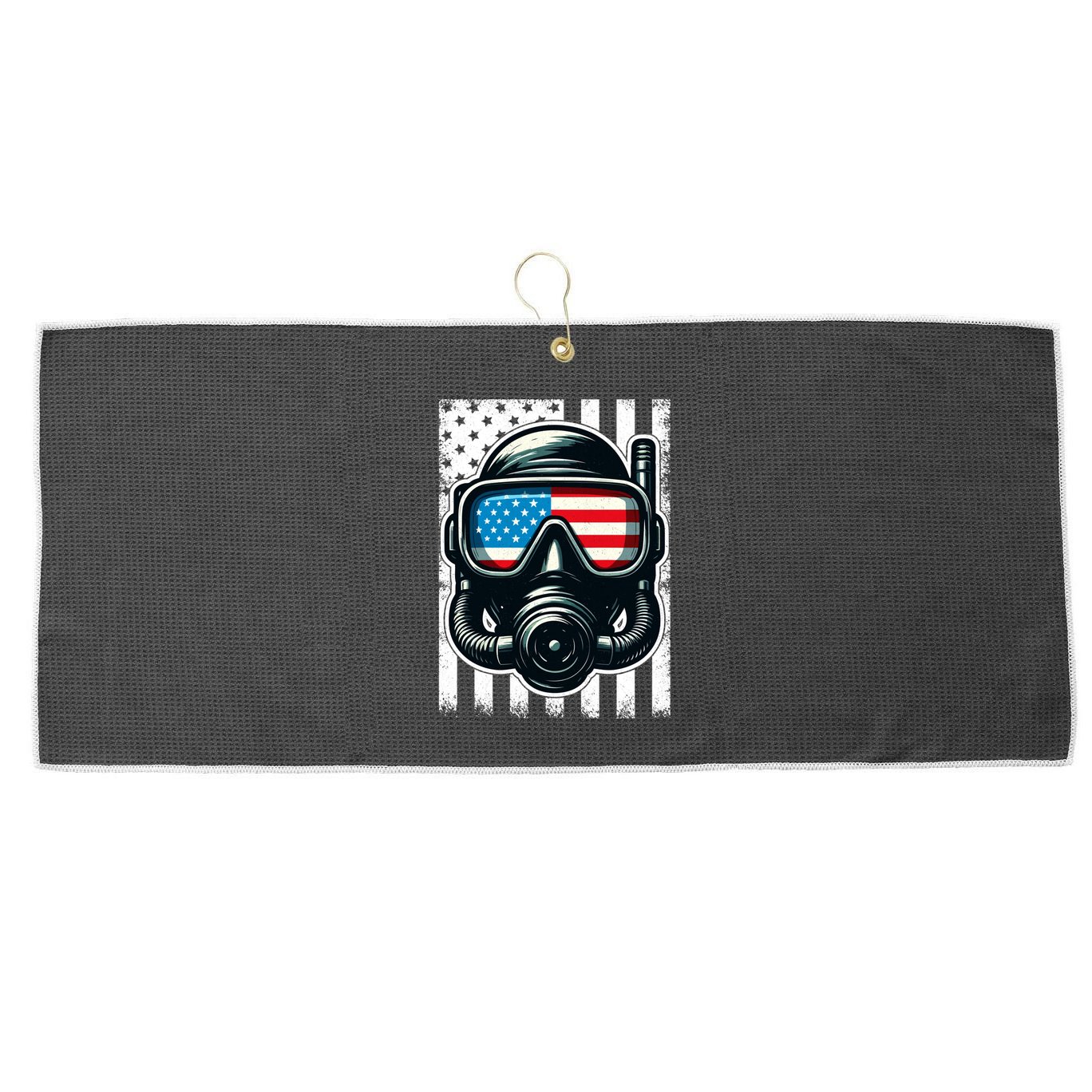 Scuba Diving Flag Patriotic Usa 4th Of July Vintage Cool Gift Large Microfiber Waffle Golf Towel
