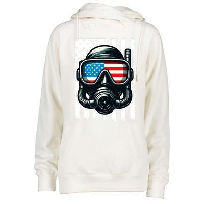 Scuba Diving Flag Patriotic Usa 4th Of July Vintage Cool Gift Womens Funnel Neck Pullover Hood