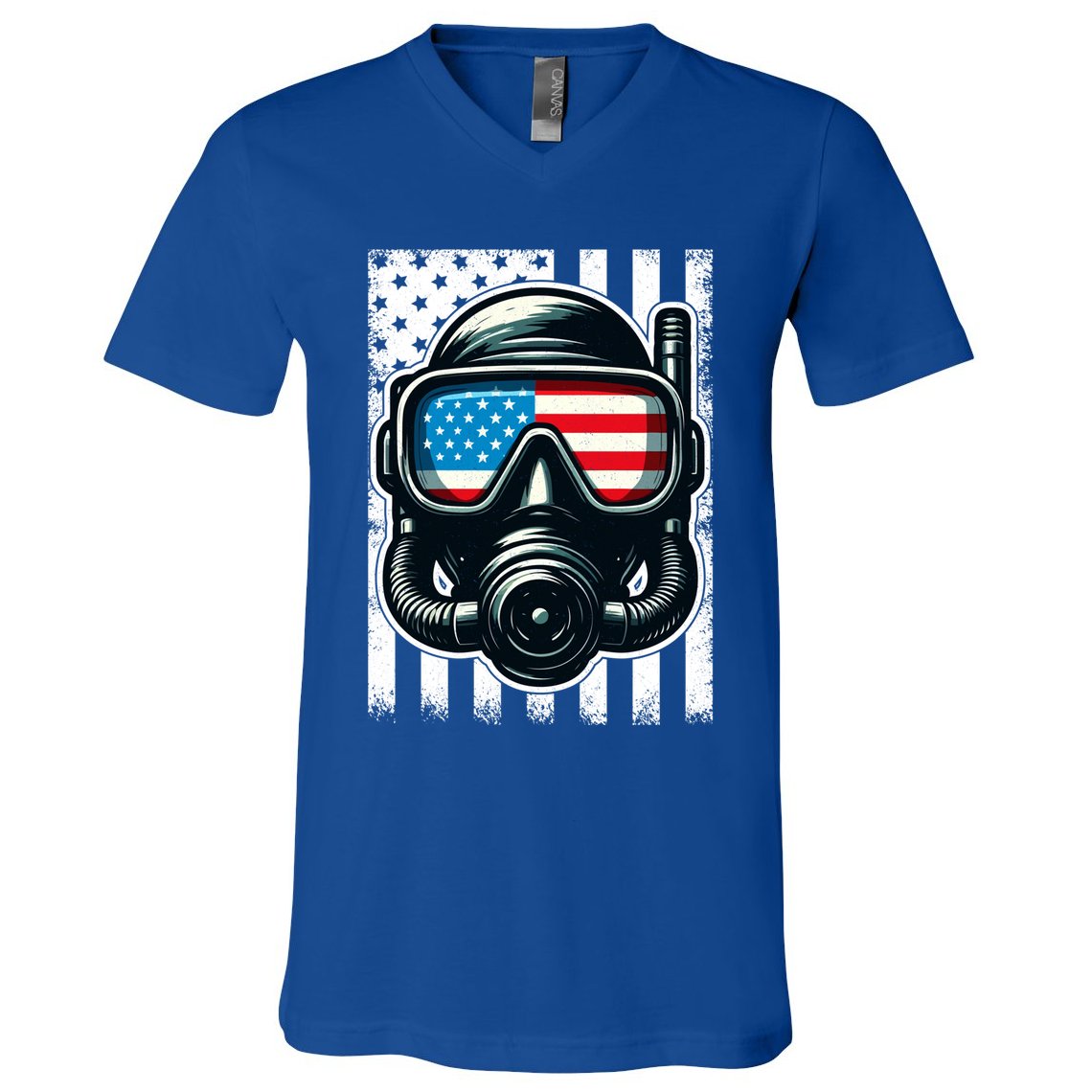 Scuba Diving Flag Patriotic Usa 4th Of July Vintage Cool Gift V-Neck T-Shirt