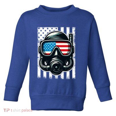Scuba Diving Flag Patriotic Usa 4th Of July Vintage Cool Gift Toddler Sweatshirt