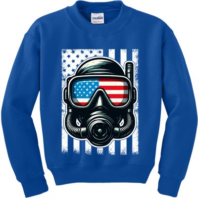 Scuba Diving Flag Patriotic Usa 4th Of July Vintage Cool Gift Kids Sweatshirt