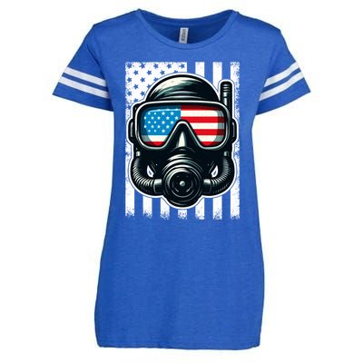 Scuba Diving Flag Patriotic Usa 4th Of July Vintage Cool Gift Enza Ladies Jersey Football T-Shirt