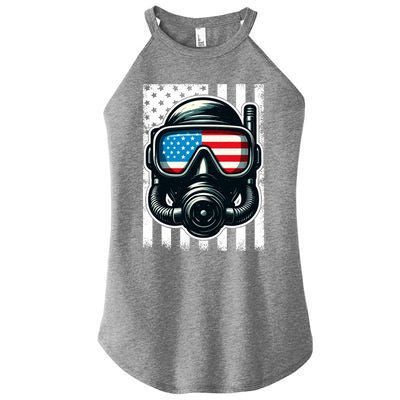 Scuba Diving Flag Patriotic Usa 4th Of July Vintage Cool Gift Women’s Perfect Tri Rocker Tank