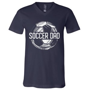 Soccer Dad Funny Soccer Lover Dad Papa Fathers Day Gift V-Neck T-Shirt