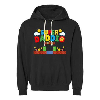 Super Dad Father's Day Gamer Daddy Super Daddio Garment-Dyed Fleece Hoodie