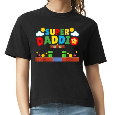 Super Dad Father's Day Gamer Daddy Super Daddio Comfort Colors Boxy T-Shirt