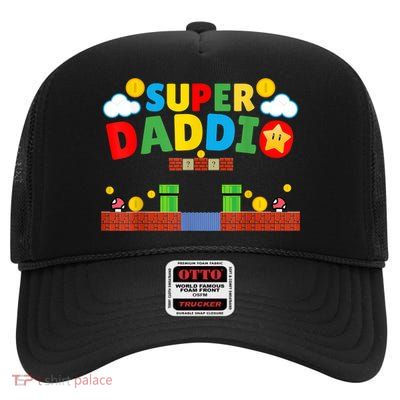 Super Dad Father's Day Gamer Daddy Super Daddio High Crown Mesh Back Trucker Hat