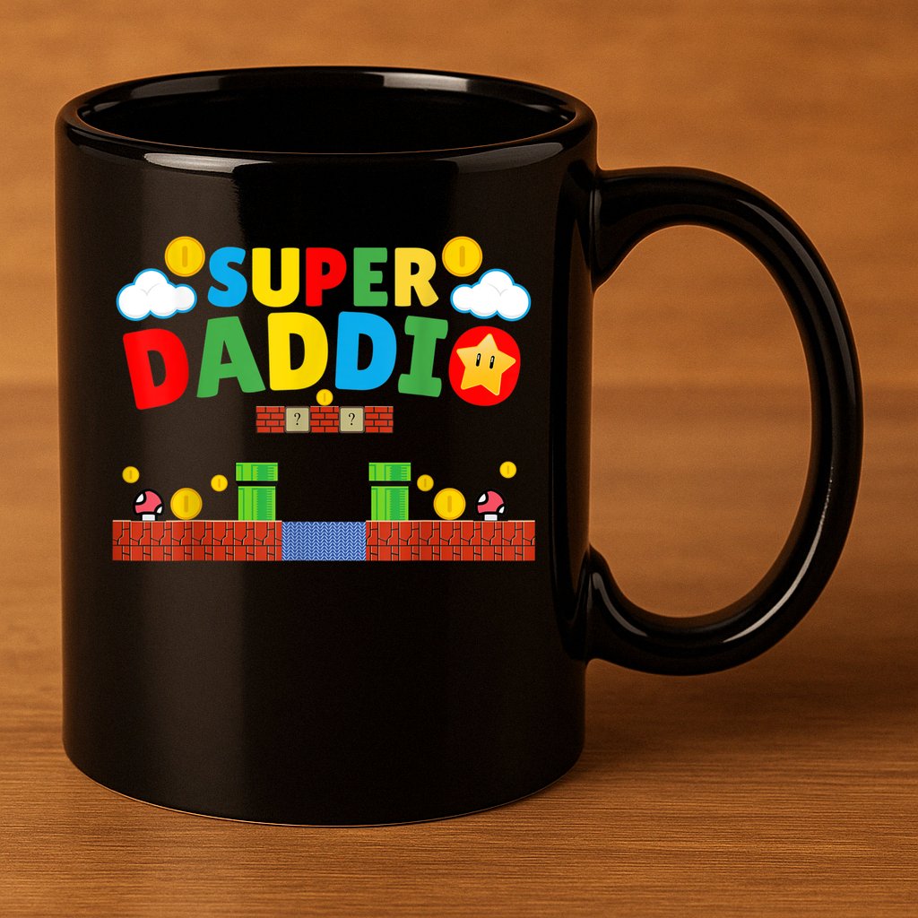 Super Dad Father's Day Gamer Daddy Super Daddio 11oz C Handle Ceramic Mug
