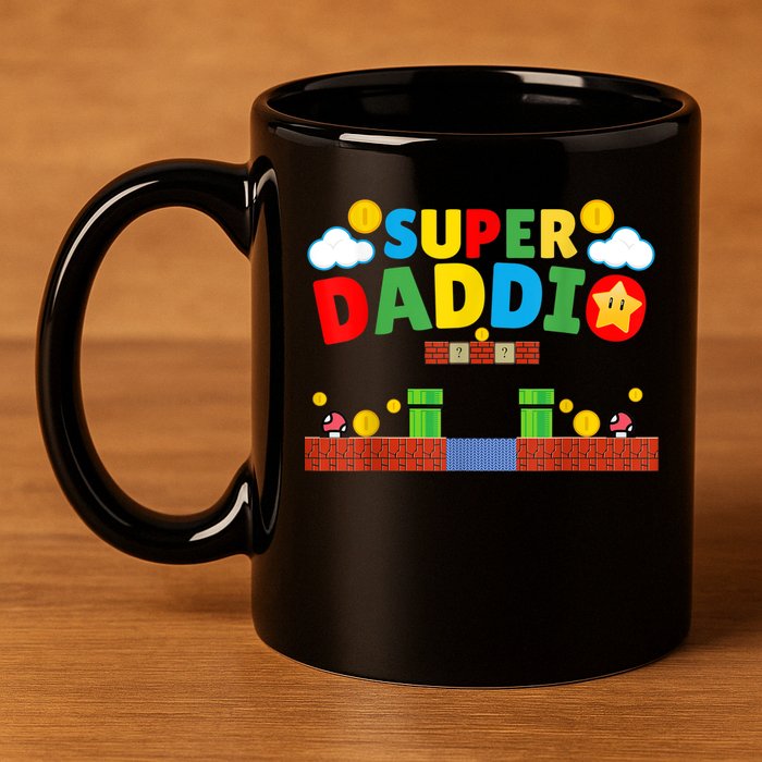 Super Dad Father's Day Gamer Daddy Super Daddio 11oz C Handle Ceramic Mug