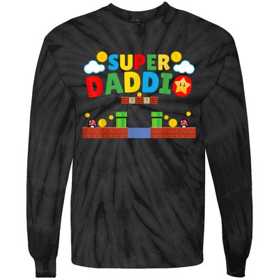 Super Dad Father's Day Gamer Daddy Super Daddio Tie-Dye Long Sleeve Shirt