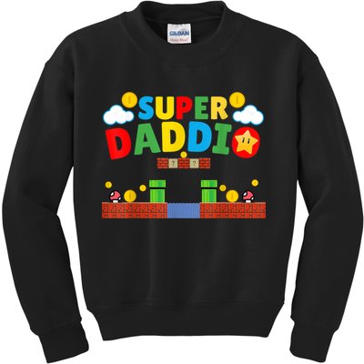 Super Dad Father's Day Gamer Daddy Super Daddio Kids Sweatshirt