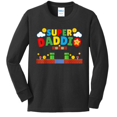 Super Dad Father's Day Gamer Daddy Super Daddio Kids Long Sleeve Shirt