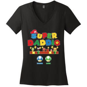 Super Daddio Father's Day Gamer Daddy Women's V-Neck T-Shirt