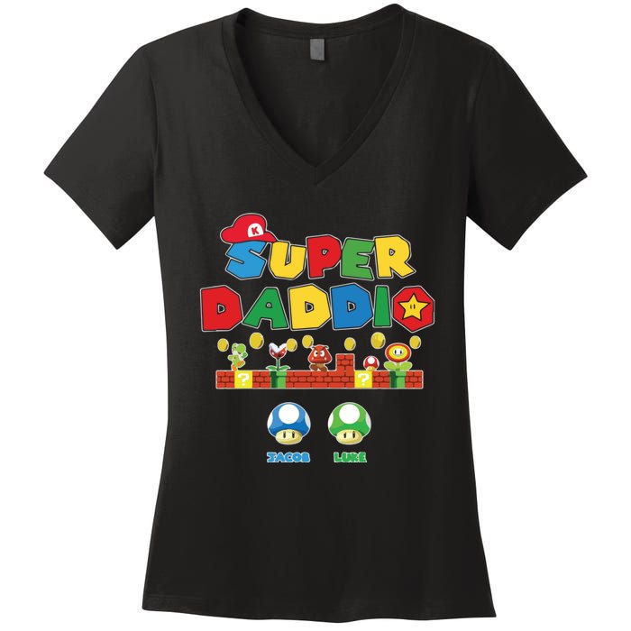 Super Daddio Father's Day Gamer Daddy Women's V-Neck T-Shirt