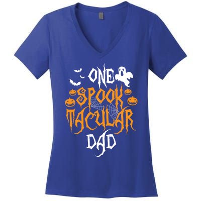 Spooktacular Dad Father Matching Family Halloween Gift Women's V-Neck T-Shirt