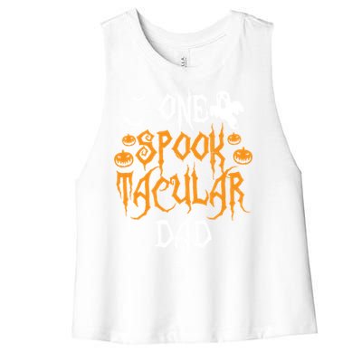 Spooktacular Dad Father Matching Family Halloween Gift Women's Racerback Cropped Tank