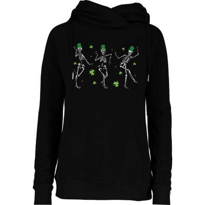 Skeletons Dancing Funny St Patricks Day Skeleton Womens Funnel Neck Pullover Hood