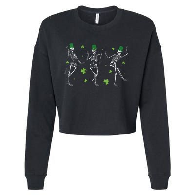 Skeletons Dancing Funny St Patricks Day Skeleton Cropped Pullover Crew