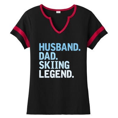 Skiing Dad Funny Husband Dad Skiing Legend Fathers Day Gift Ladies Halftime Notch Neck Tee