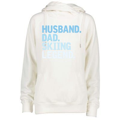 Skiing Dad Funny Husband Dad Skiing Legend Fathers Day Gift Womens Funnel Neck Pullover Hood