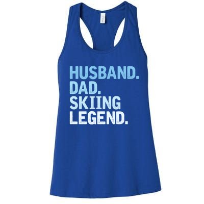 Skiing Dad Funny Husband Dad Skiing Legend Fathers Day Gift Women's Racerback Tank