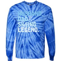 Skiing Dad Funny Husband Dad Skiing Legend Fathers Day Gift Tie-Dye Long Sleeve Shirt