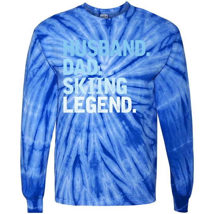 Skiing Dad Funny Husband Dad Skiing Legend Fathers Day Gift Tie-Dye Long Sleeve Shirt