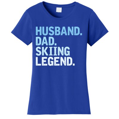 Skiing Dad Funny Husband Dad Skiing Legend Fathers Day Gift Women's T-Shirt