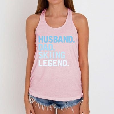 Skiing Dad Funny Husband Dad Skiing Legend Fathers Day Gift Women's Knotted Racerback Tank