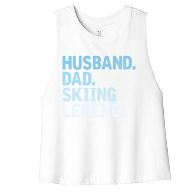 Skiing Dad Funny Husband Dad Skiing Legend Fathers Day Gift Women's Racerback Cropped Tank