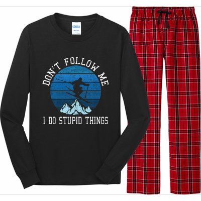 Ski Dont Follow Me Skiing Freestyle Funny Skier Gift Long Sleeve Pajama Set